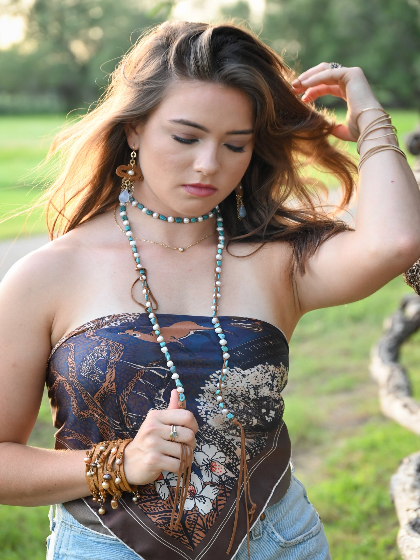 Handmade Freshwater Pearl Necklace with Turquoise