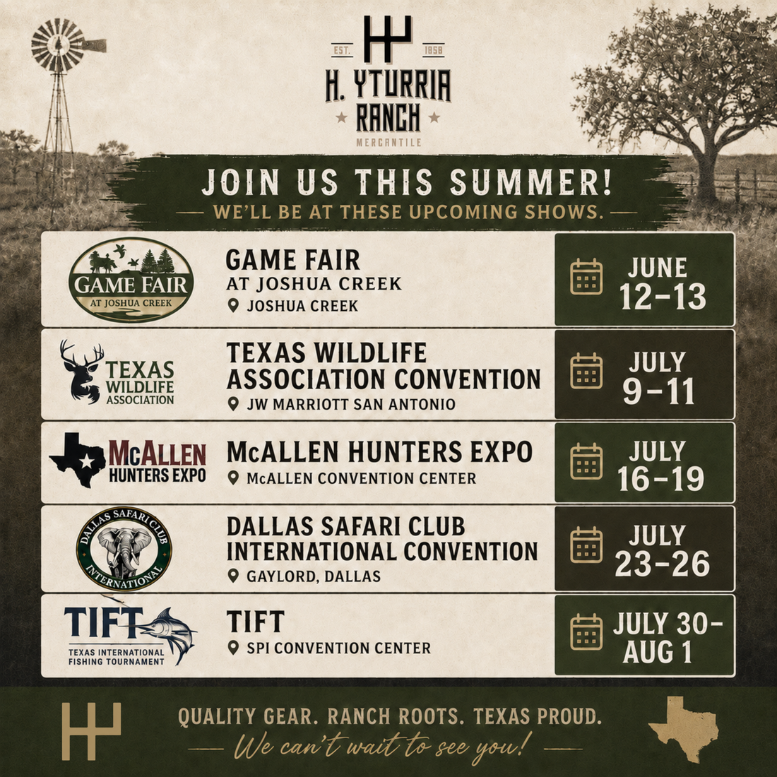 Summer 2026 Event Calendar!