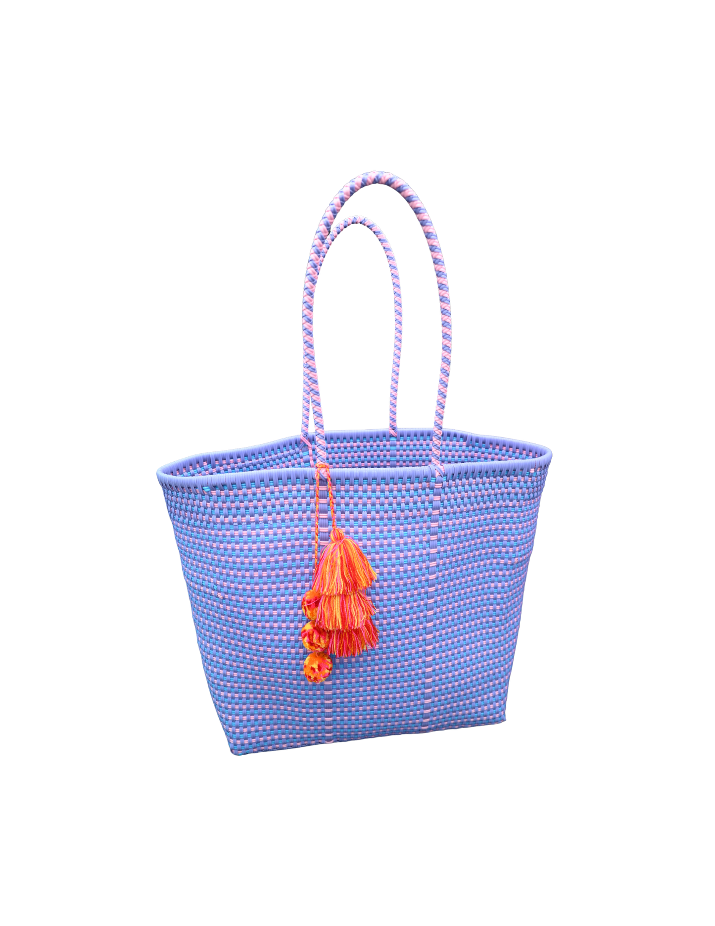Handwoven Market Tote – Lavender & Pink