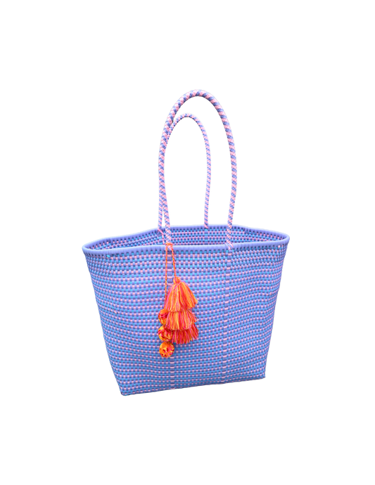 Handwoven Market Tote – Lavender & Pink